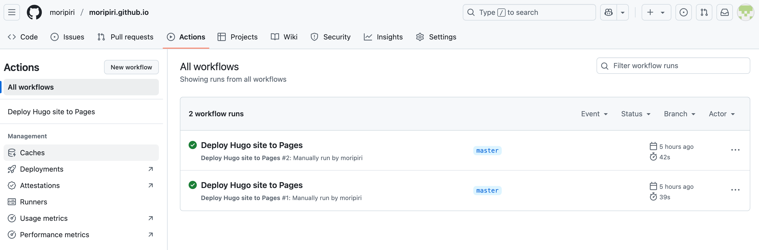 github action